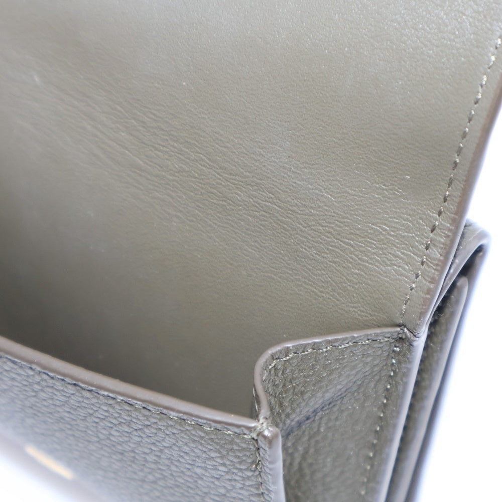 LOEWE(ロエベ) ペブル アナグラム トライフォールドウォレット コンパクトウォレット 三つ折り財布 カーキグリーン レザー ゴールド金具