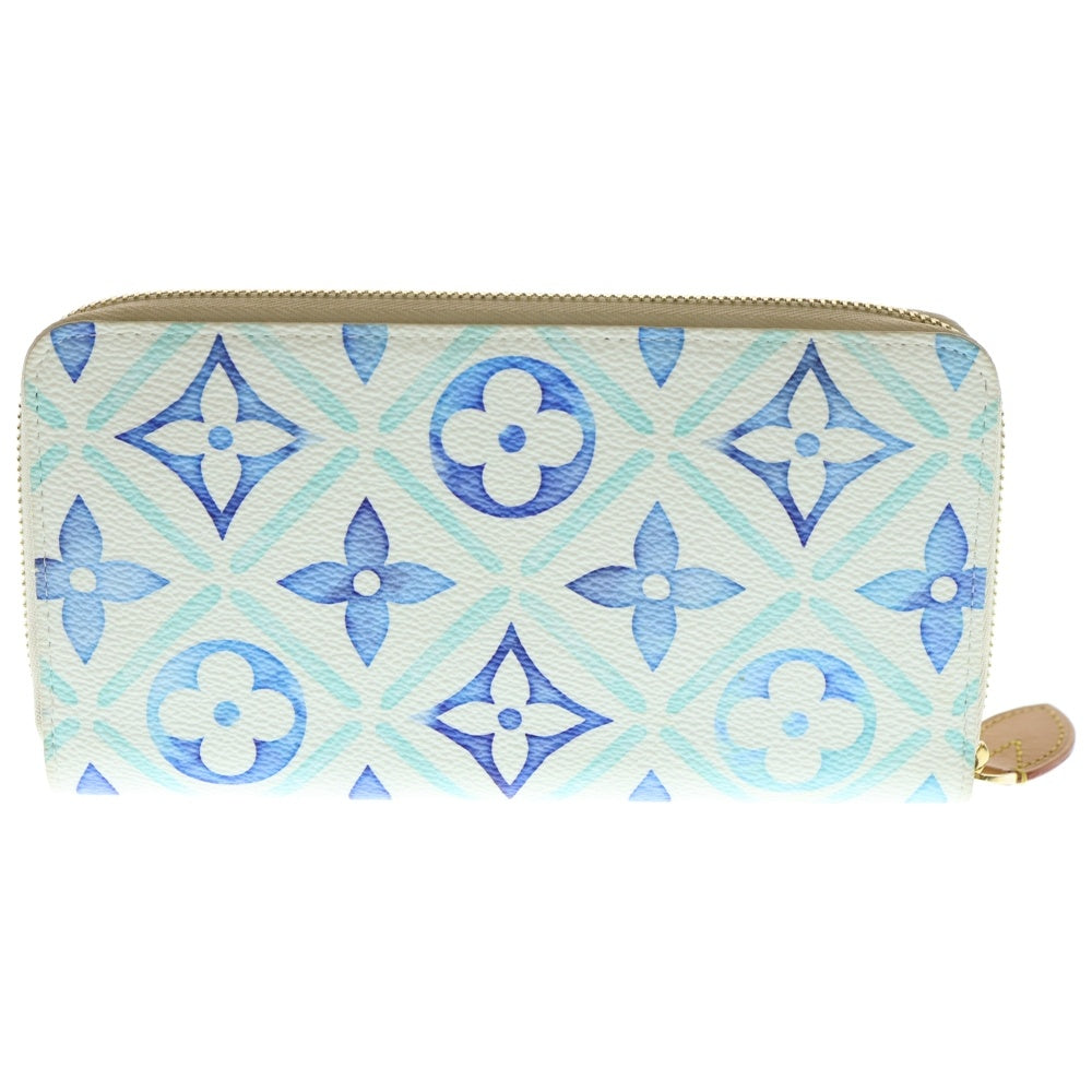 LOUIS VUITTON(ルイヴィトン) モノグラム タイル ジッピウォレット ロングウォレット 長財布 カードケース ホワイト×ブルー M83624 ゴールド金具