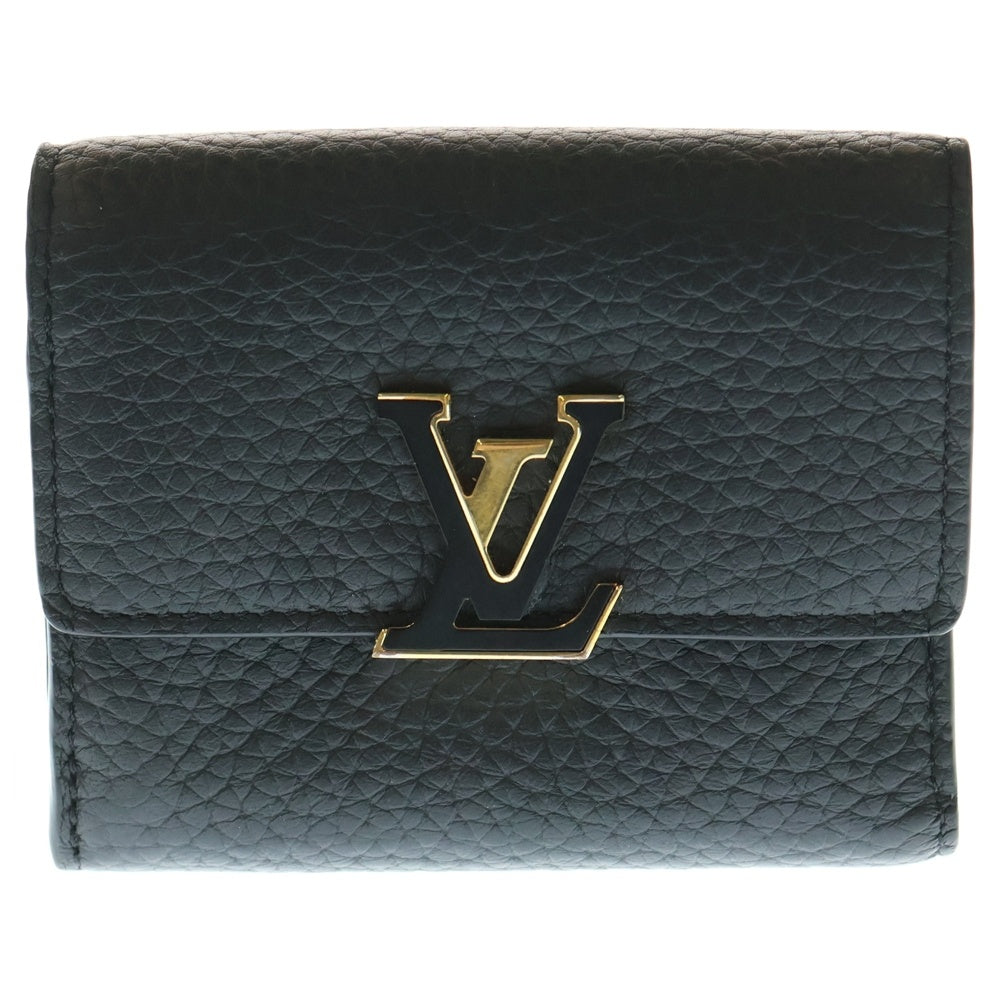 LOUIS VUITTON(ルイヴィトン) ポルトフォイユ・カプシーヌX コンパクトウォレット 三つ折り財布 ブラック レザー M68587 ゴールド金具