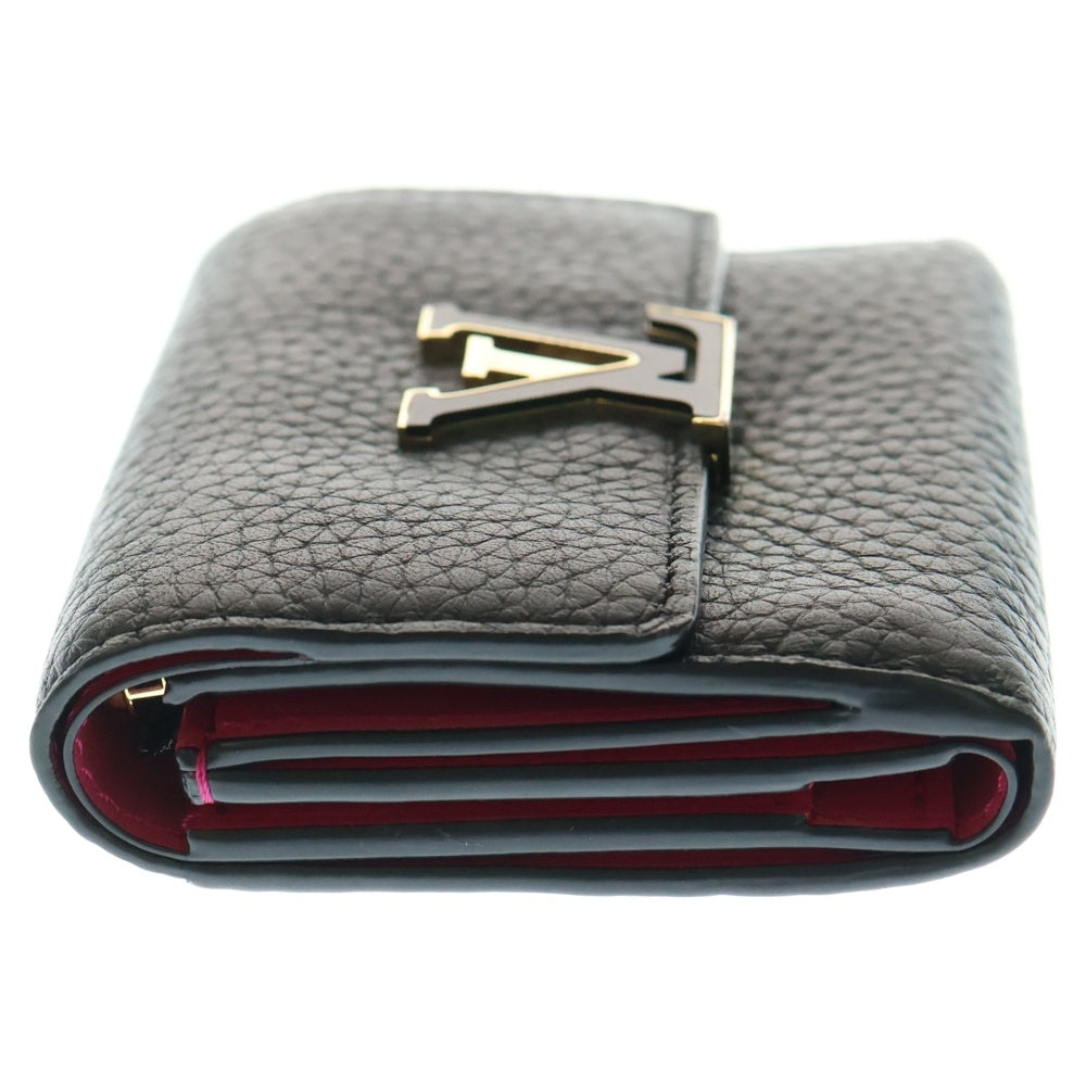 LOUIS VUITTON(ルイヴィトン) ポルトフォイユ・カプシーヌX コンパクトウォレット 三つ折り財布 ブラック レザー M68587 ゴールド金具