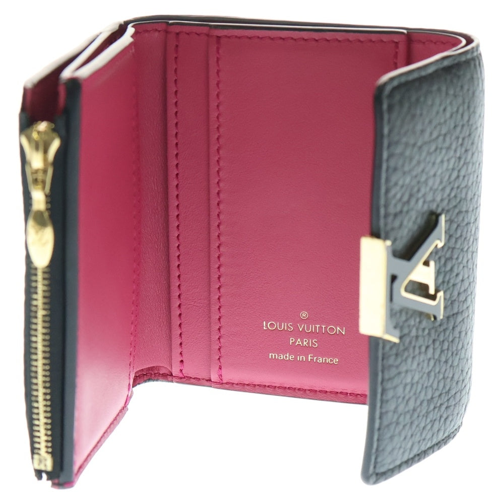 LOUIS VUITTON(ルイヴィトン) ポルトフォイユ・カプシーヌX コンパクトウォレット 三つ折り財布 ブラック レザー M68587 ゴールド金具