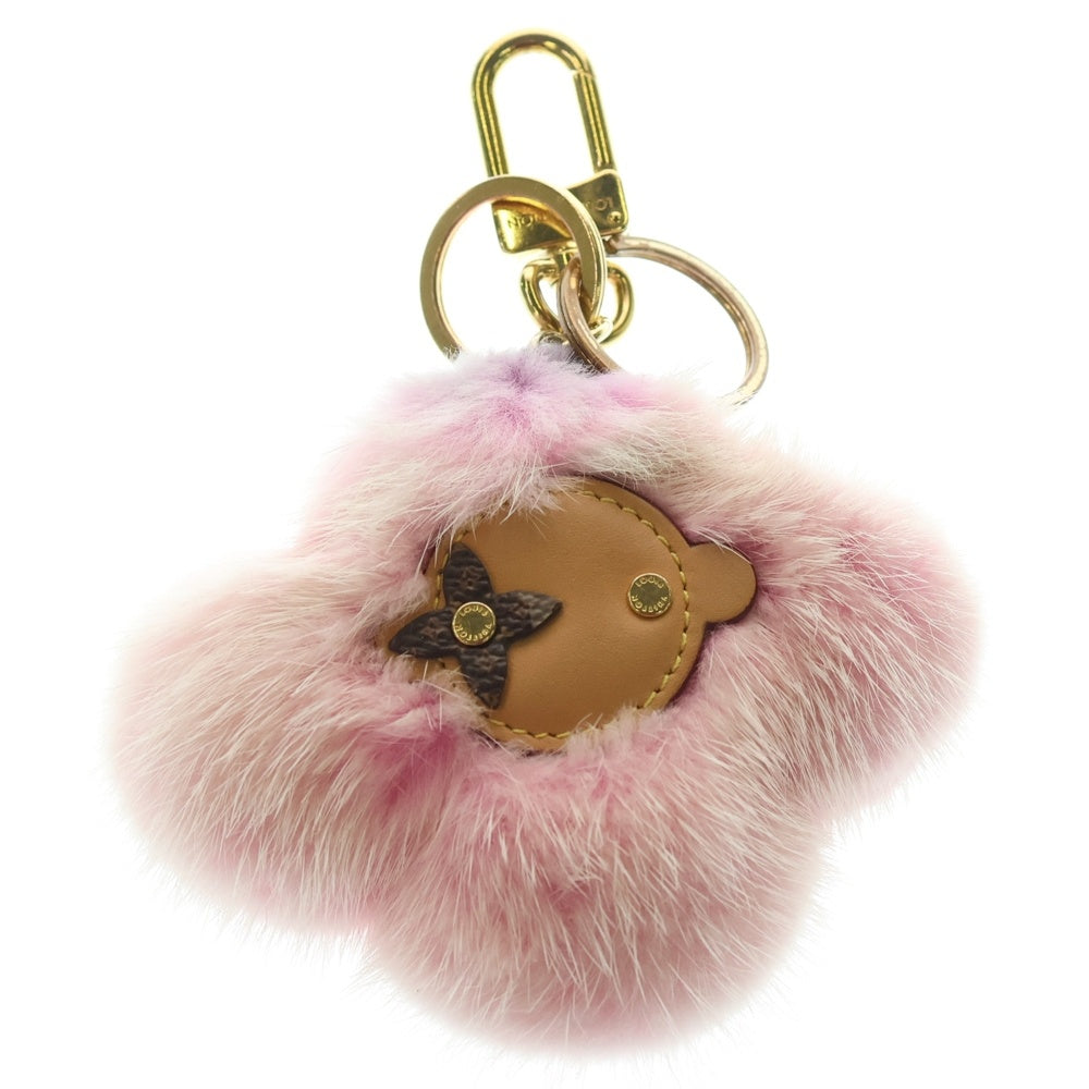 LOUIS VUITTON(ルイヴィトン) ヴィヴィエンヌ ヴィゾン ファーチャーム バッグチャーム キーホルダー キーリング ピンク M01447 ゴールド金具
