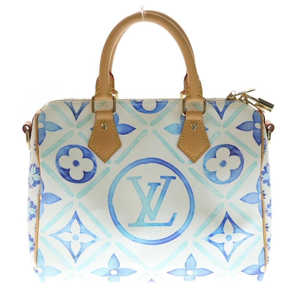LOUIS VUITTON(ルイヴィトン) スピーディ バンドリエール25 モノグラム タイル PVC レザー 2WAY ハンド ショルダーバッグ ゴールド金具 ホワイト/ライトブルー M11264