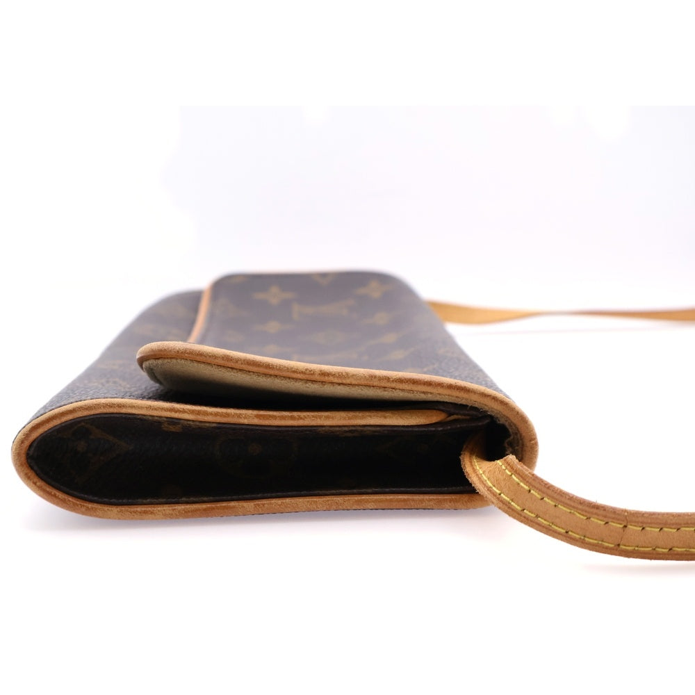 LOUIS VUITTON(ルイヴィトン) モノグラム ポシェットツインGM ショルダーバッグ ショルダーポシェット ミニバッグ ブラウン レザー×PVC M51852 ゴールド金具