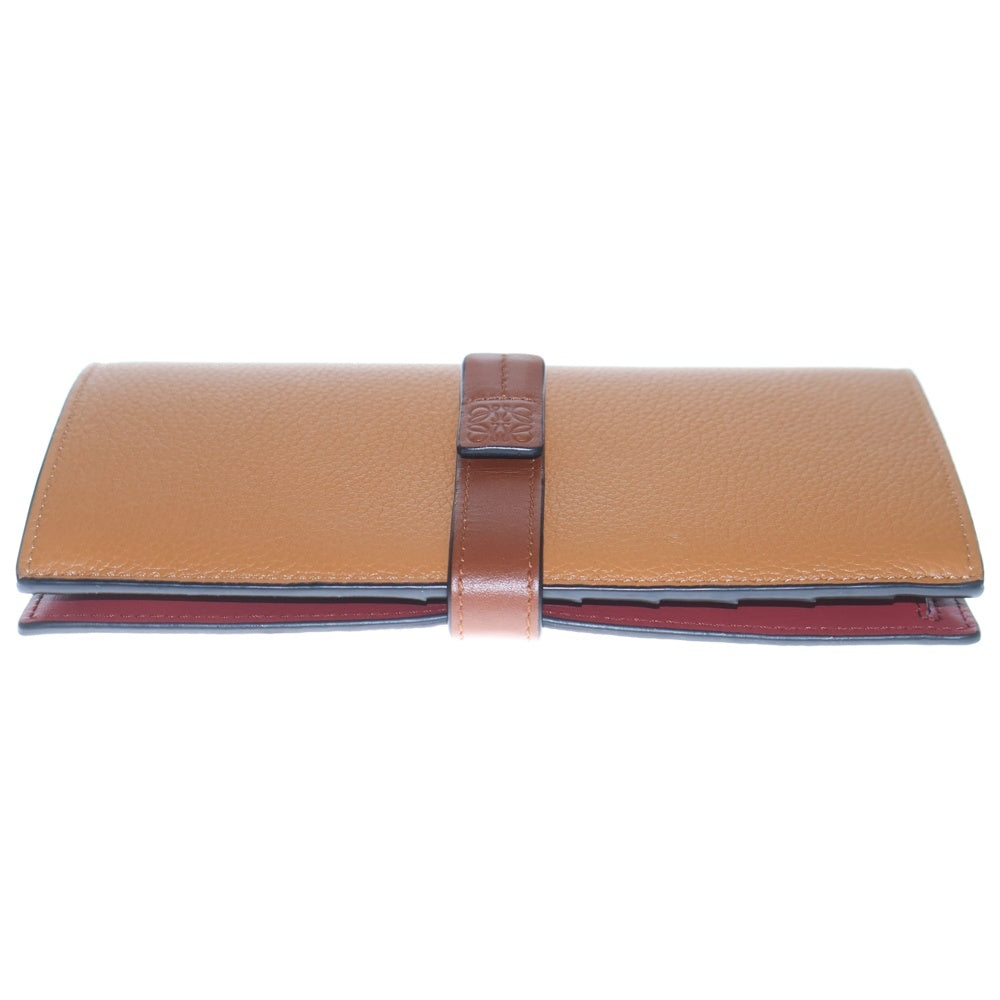 LOEWE(ロエベ) バーティカルウォレット ロングウォレット 長財布 二つ折り財布 カードケース キャメル×ブラウン レザー シルバー金具