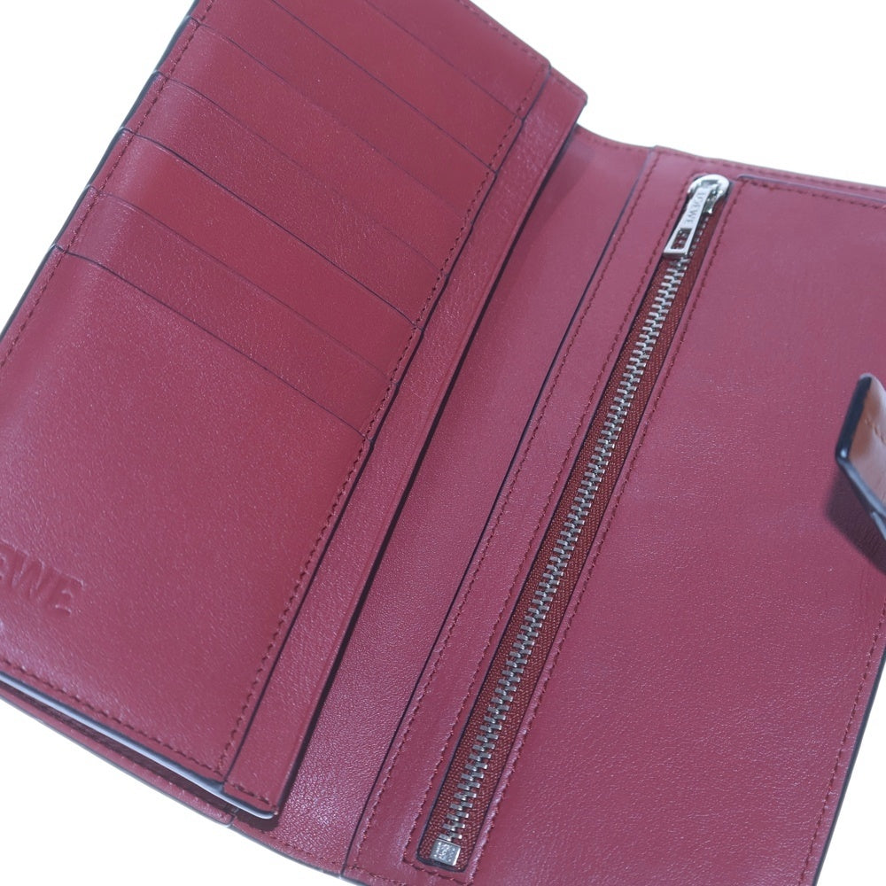 LOEWE(ロエベ) バーティカルウォレット ロングウォレット 長財布 二つ折り財布 カードケース キャメル×ブラウン レザー シルバー金具