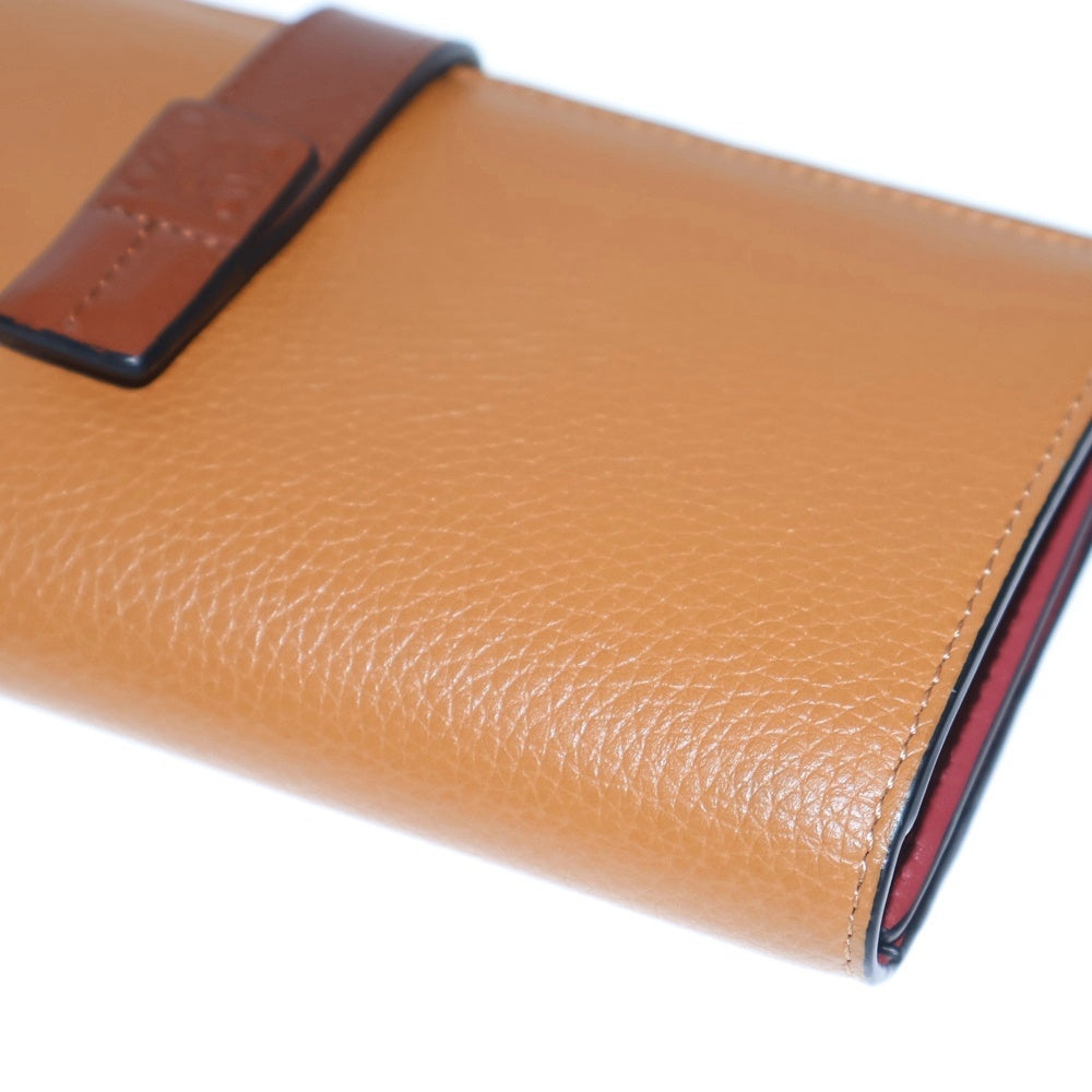 LOEWE(ロエベ) バーティカルウォレット ロングウォレット 長財布 二つ折り財布 カードケース キャメル×ブラウン レザー シルバー金具
