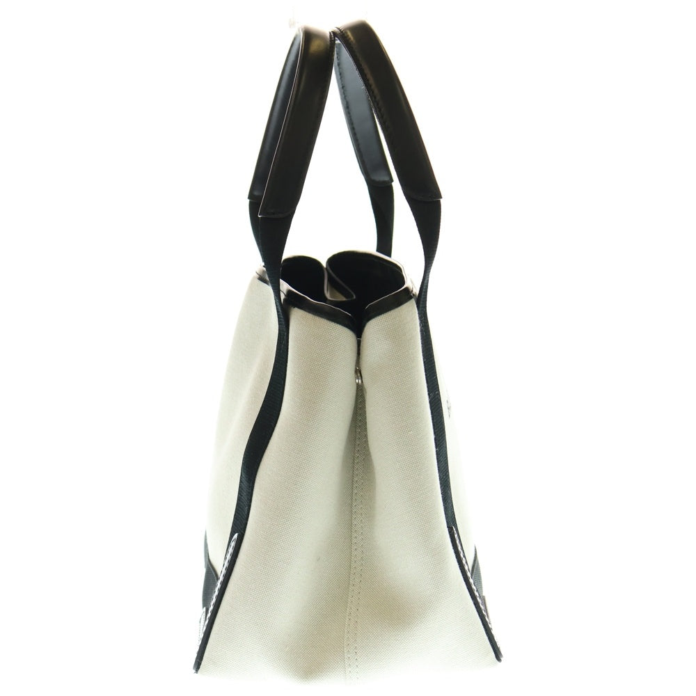 BALENCIAGA(バレンシアガ) ネイビーカバスS ハンドバッグ ブラック×アイボリー キャンバス×レザー 339933