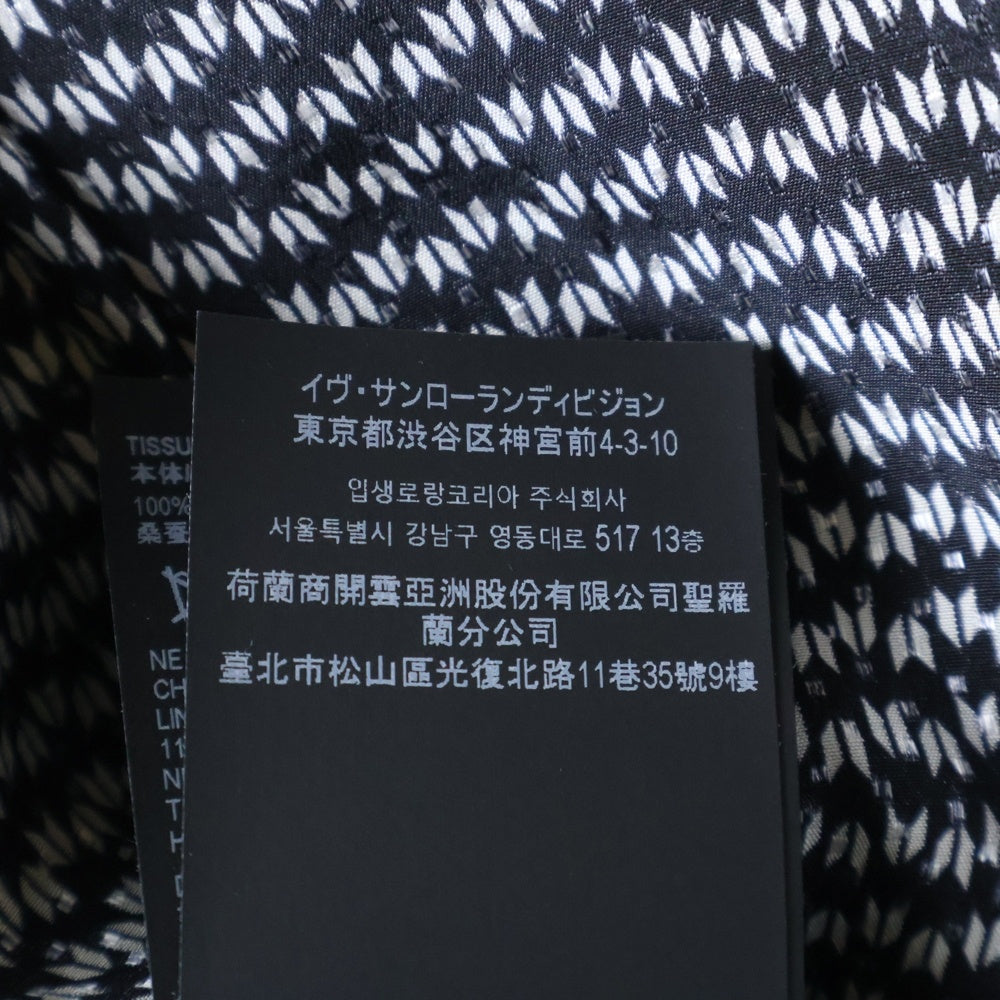 SAINT LAURENT PARIS(サンローランパリ) タイ付き 総柄プリント シルク 長袖シャツ ブラウス ブラック 708400