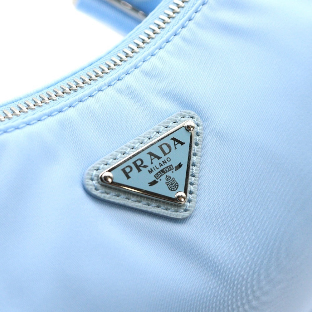 PRADA(プラダ) Re-Edition 2005 Re-Nylon ミニバッグ ショルダーバッグ チェーンバッグ ライトブルー ナイロン×レザー 1BH204 シルバー金具