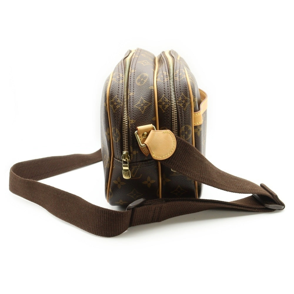 LOUIS VUITTON(ルイヴィトン) モノグラム リポーターPM ショルダーバッグ ブラウン レザー×PVC M45254 ゴールド金具