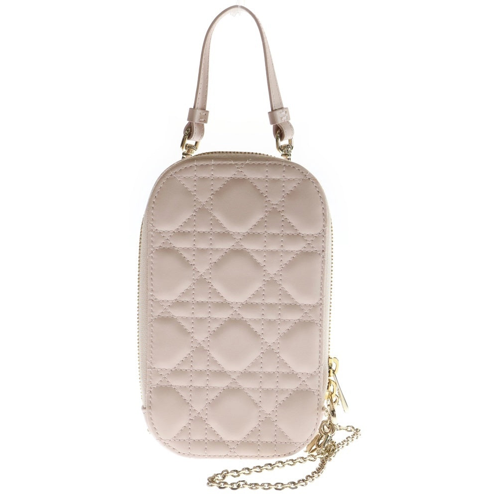 Christian Dior(クリスチャンディオール) カナージュ フォンショルダー ミニバッグ ショルダーバッグ ライトピンク レザー ゴールド金具