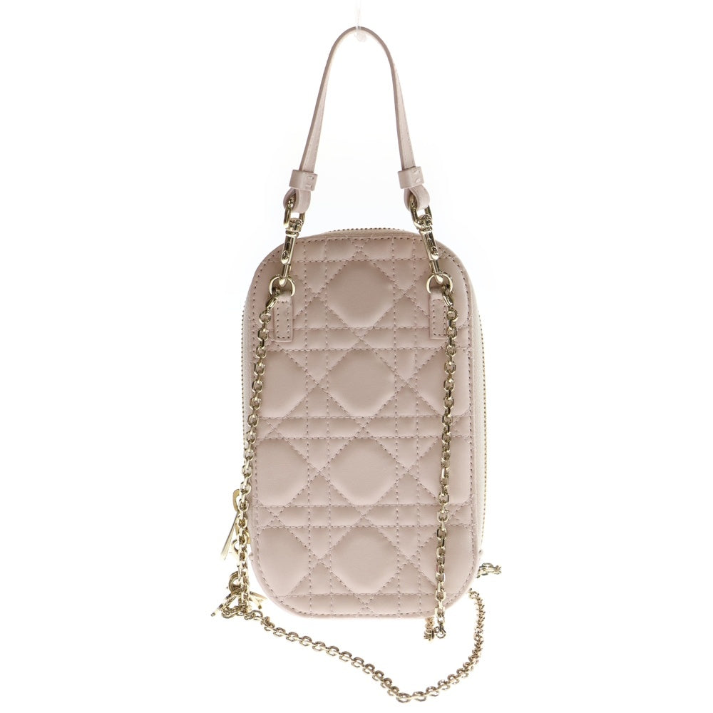 Christian Dior(クリスチャンディオール) カナージュ フォンショルダー ミニバッグ ショルダーバッグ ライトピンク レザー ゴールド金具