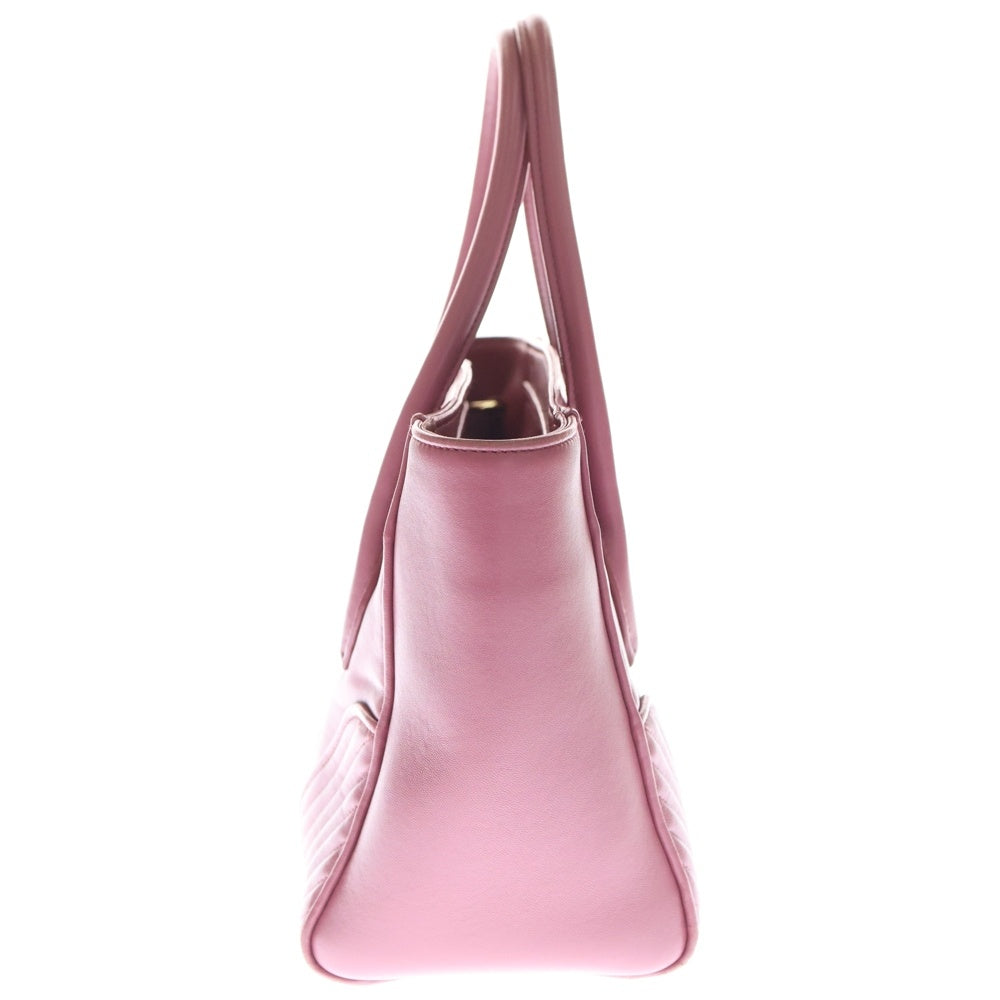 miumiu(ミュウミュウ) ナッパ バイカー 2WAYバック ショルダーバッグ ハンドバッグ トートバッグ ピンク レザー ゴールド金具 レディース