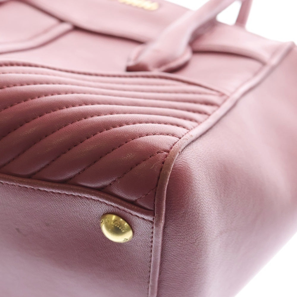 miumiu(ミュウミュウ) ナッパ バイカー 2WAYバック ショルダーバッグ ハンドバッグ トートバッグ ピンク レザー ゴールド金具 レディース