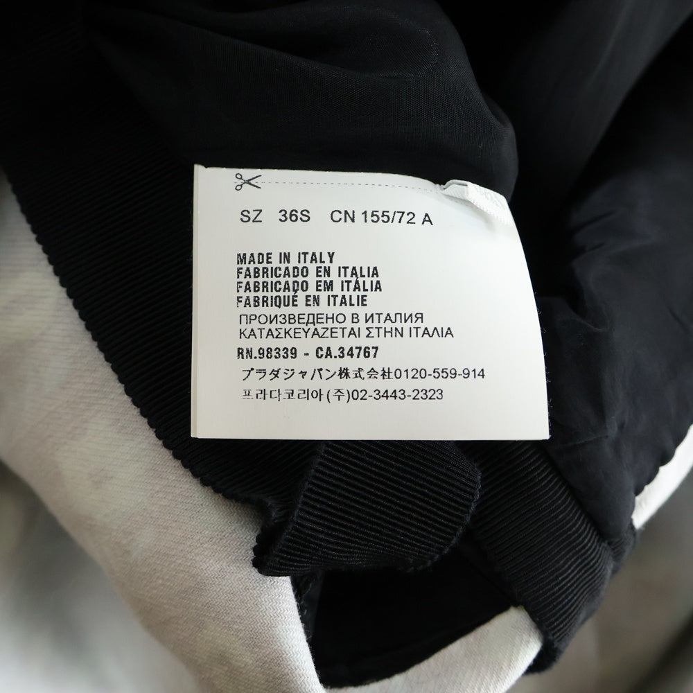 PRADA(プラダ) 16SS フラワー総柄プリント デニム クルーネック ノースリーブ ミディアム フレア ワンピース ブラック/グリーン レディース GFA089