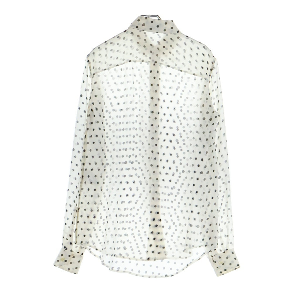 SAINT LAURENT PARIS(サンローランパリ) ドット総柄 シルク シアー 長袖シャツ ホワイト レディース 465896
