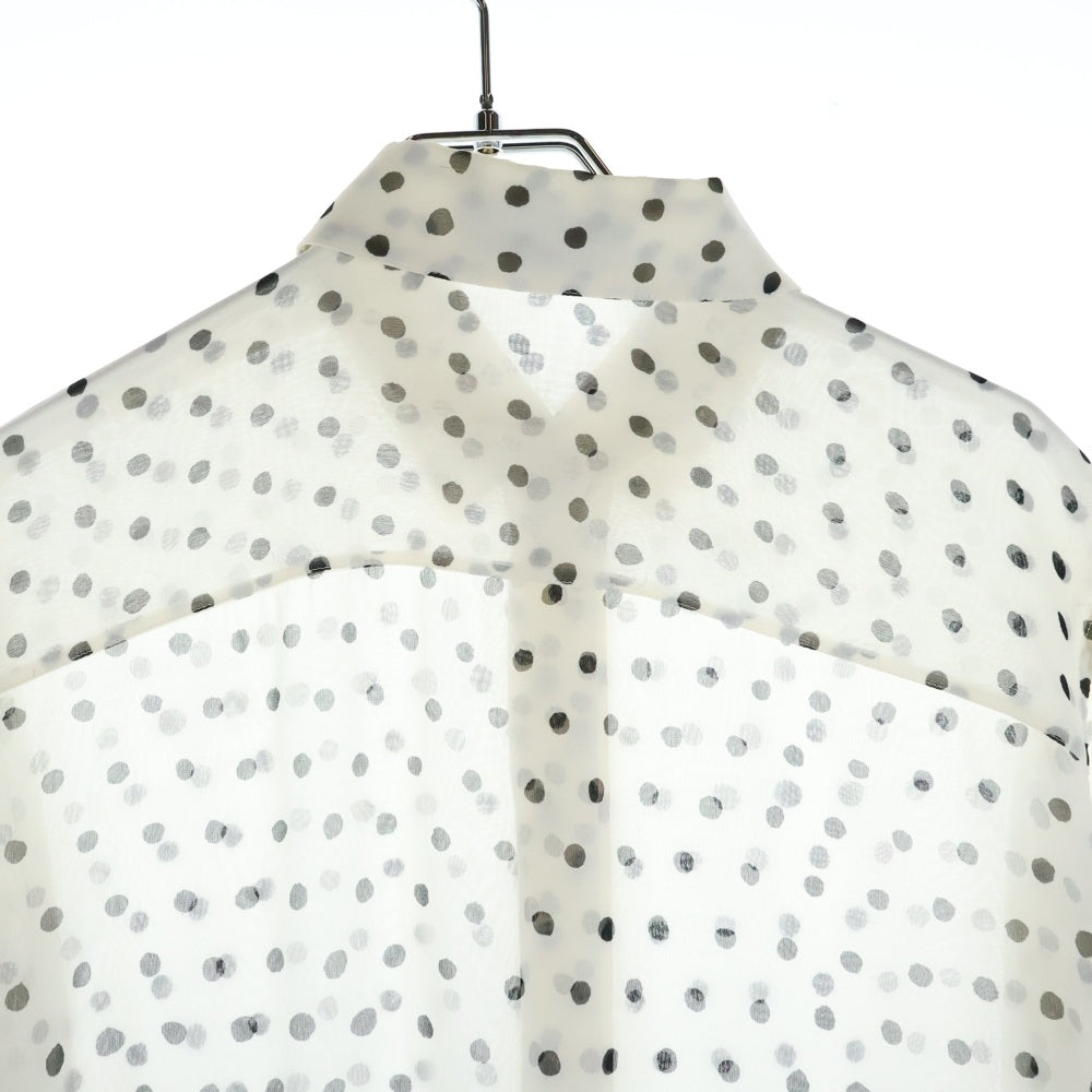 SAINT LAURENT PARIS(サンローランパリ) ドット総柄 シルク シアー 長袖シャツ ホワイト レディース 465896