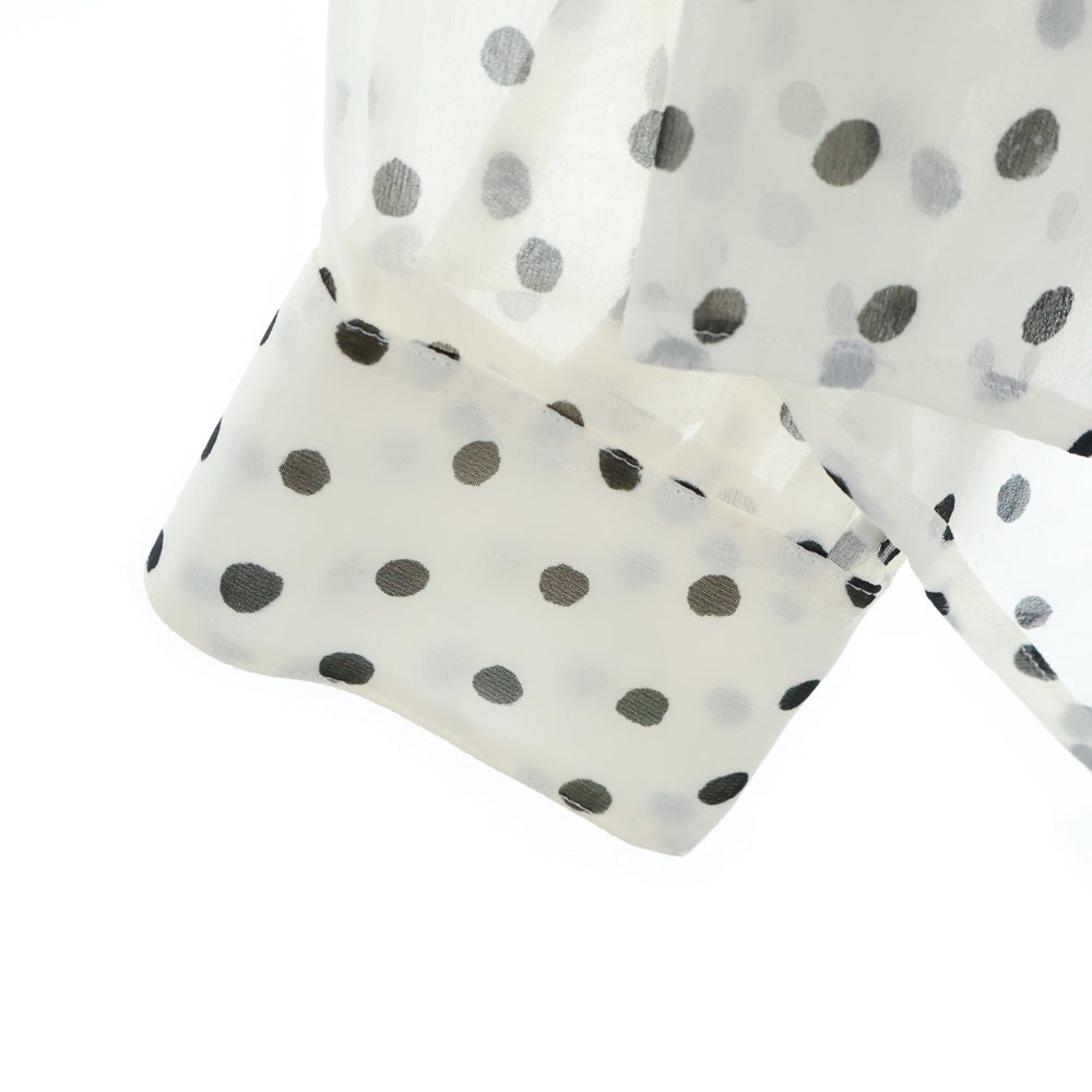 SAINT LAURENT PARIS(サンローランパリ) ドット総柄 シルク シアー 長袖シャツ ホワイト レディース 465896