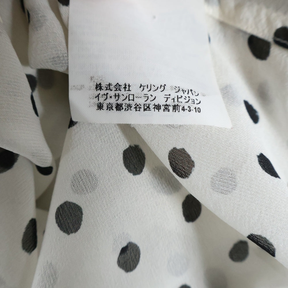 SAINT LAURENT PARIS(サンローランパリ) ドット総柄 シルク シアー 長袖シャツ ホワイト レディース 465896