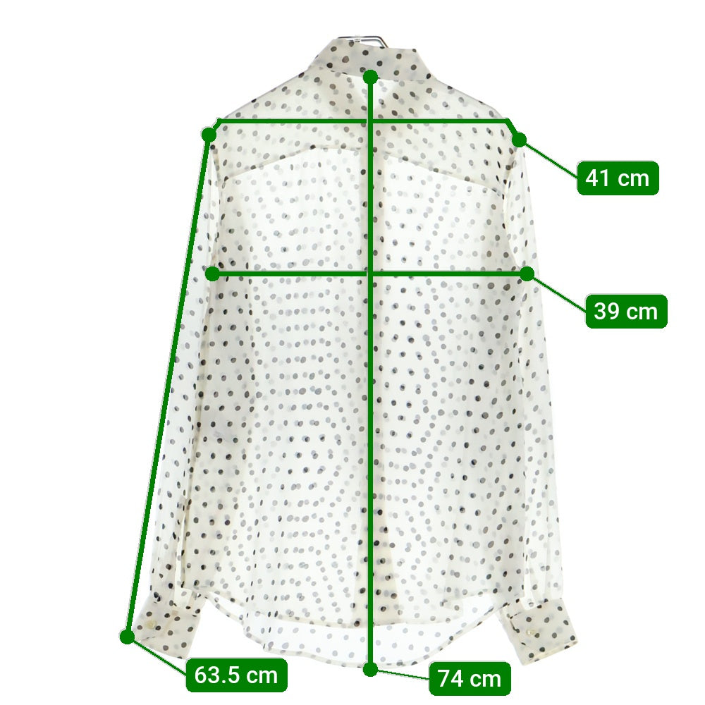 SAINT LAURENT PARIS(サンローランパリ) ドット総柄 シルク シアー 長袖シャツ ホワイト レディース 465896