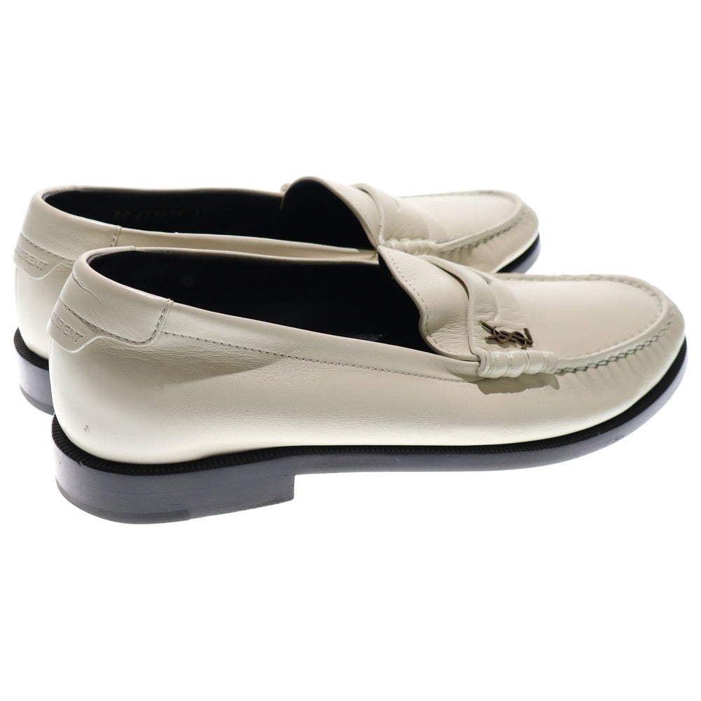SAINT LAURENT PARIS(サンローランパリ) カサンドラロゴプレート レザー ローカットシューズ ペニーローファー アイボリー 633809 レディース