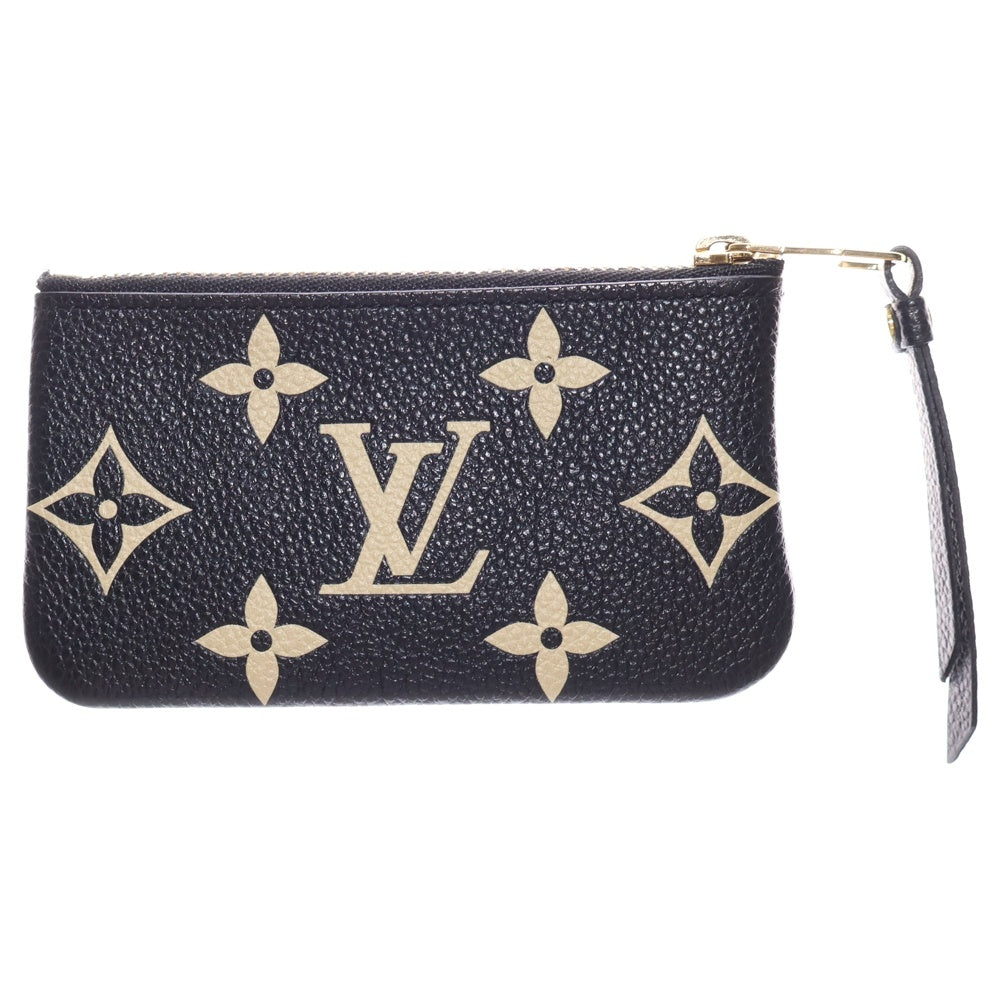 LOUIS VUITTON(ルイヴィトン) モノグラム・アンプラント ポシェットクレ バッグチャーム 小物入れ ブラック×ベージュ バイカラー レザー M80885 ゴールド金具 レディース