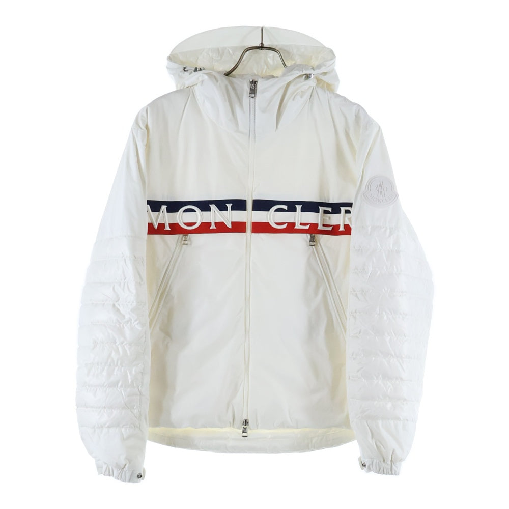 MONCLER(モンクレール) 21SS OLARGUES オラルグ ロゴ刺繍 ラバーワッペン トリコロール フーデッド ジップアップ ダウンジャケット ホワイト G10911B50A00 54A91
