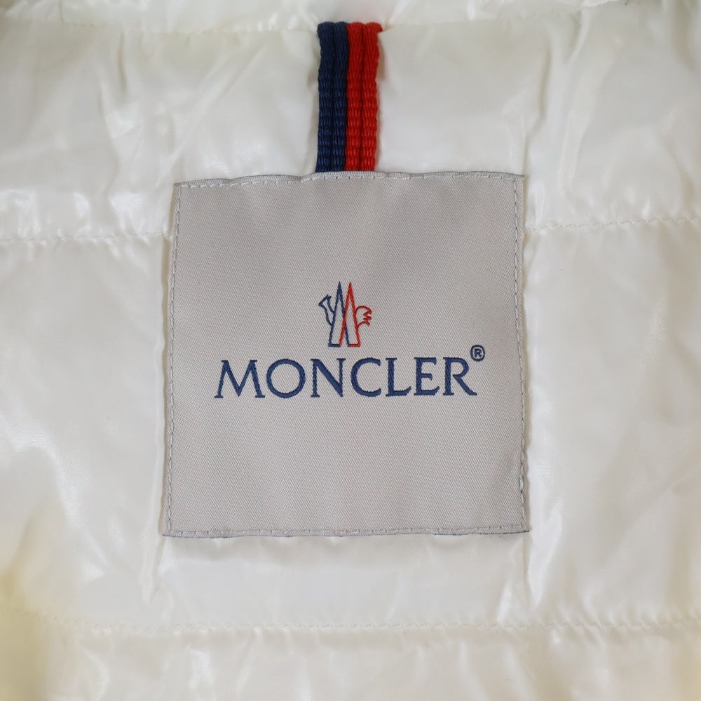 MONCLER(モンクレール) 21SS OLARGUES オラルグ ロゴ刺繍 ラバーワッペン トリコロール フーデッド ジップアップ ダウンジャケット ホワイト G10911B50A00 54A91
