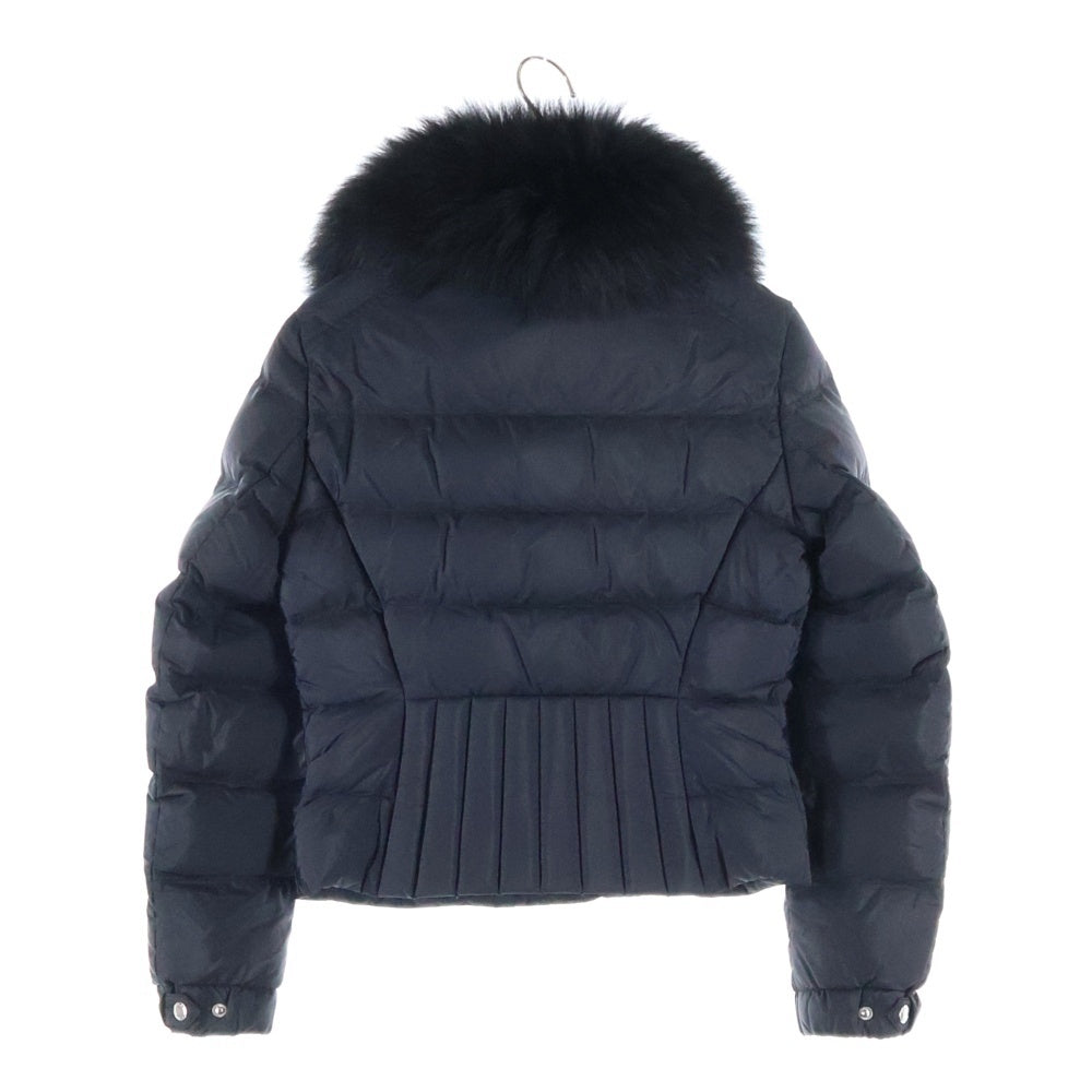 PRADA(プラダ) 19AW ブルー トライアングルロゴプレート ジップアップ ダウン ライダースジャケット ブラック レディース 29X510