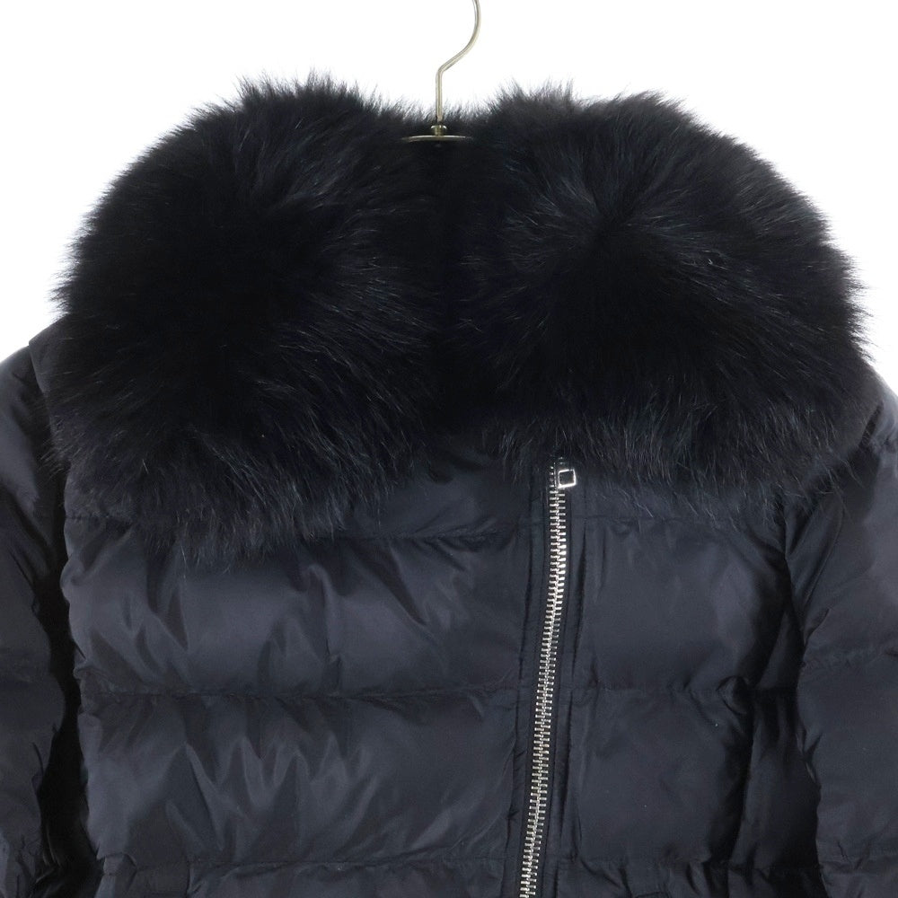 PRADA(プラダ) 19AW ブルー トライアングルロゴプレート ジップアップ ダウン ライダースジャケット ブラック レディース 29X510