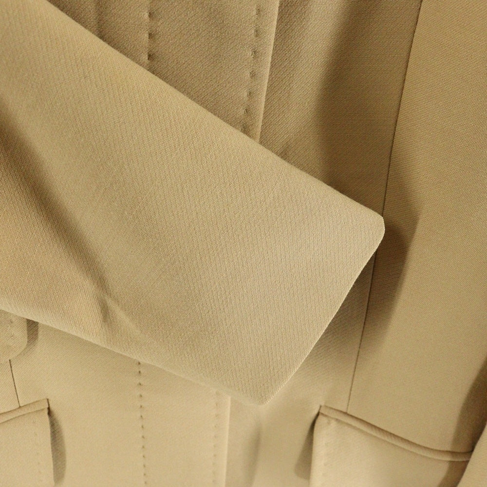 DOLCE & GABBANA(ドルチェアンドガッバーナ) 裏地レオパード総柄 スタンドカラー 比翼 ロングジャケット コート ベージュ レディース A5079 2411