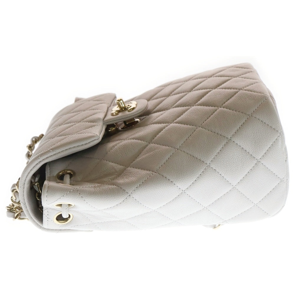 CHANEL(シャネル) マトラッセ リュックサック バックパック チェーンバッグ ホワイト キャビア A91121 ゴールド金具 レディース