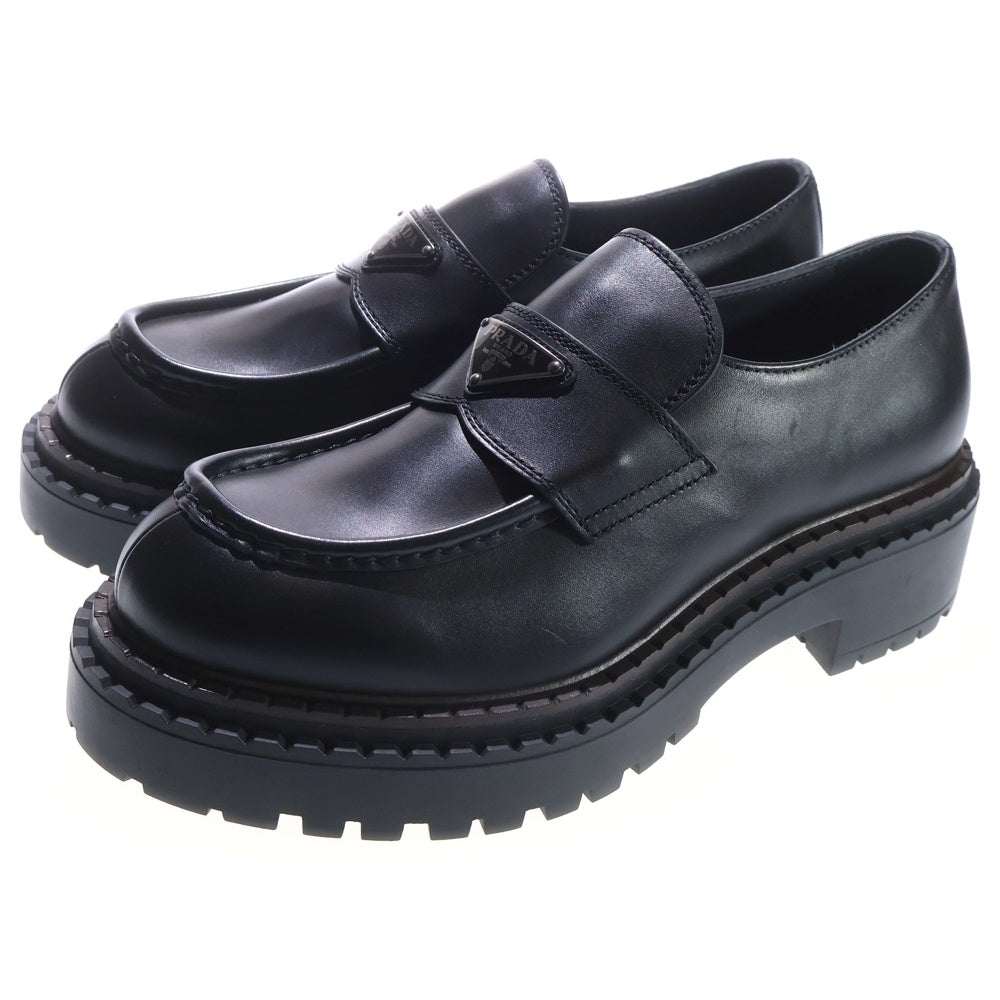 PRADA(プラダ) トライアングルロゴプレート オックスフォード レザー チャンキー ラバーソール ローファー シューズ ブラック 2DE148 レディース