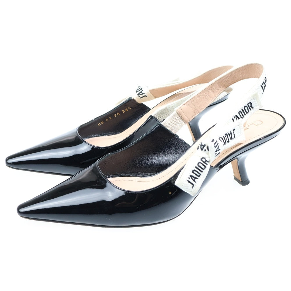 Christian Dior(クリスチャンディオール) J'ADIOR ジャディオール パテントレザー スリングバック ヒール パンプス シューズ ブラック レディース