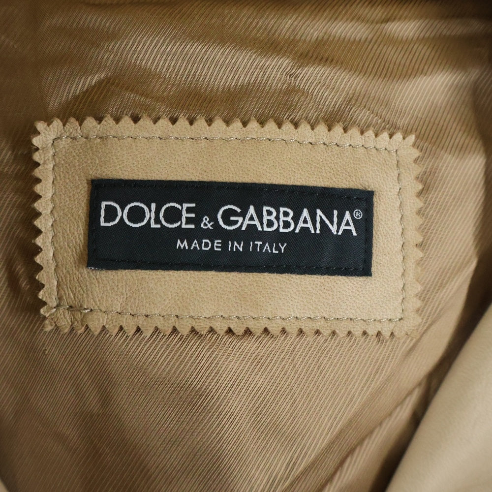 DOLCE & GABBANA(ドルチェアンドガッバーナ) フーテッドレザージャケット ブルゾン ベージュ G9X65L