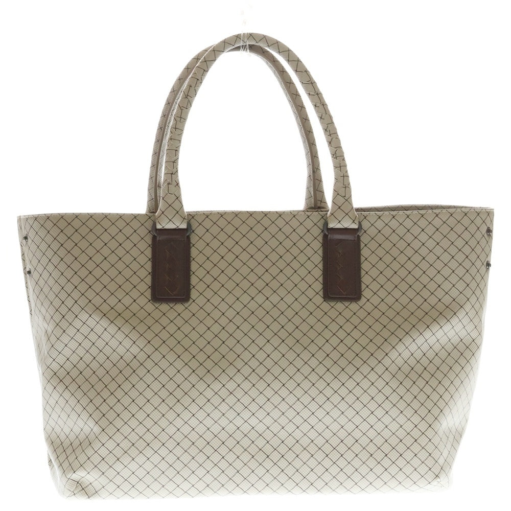 BOTTEGA VENETA(ボッテガヴェネタ) マルコポーロ トートバッグ ハンドバッグ グレージュ×ブラウン PVC×レザー レディース
