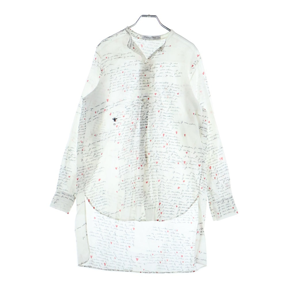 Christian Dior(クリスチャンディオール) ハート レター総柄長袖シャツ ホワイト レディース 441B54A3851