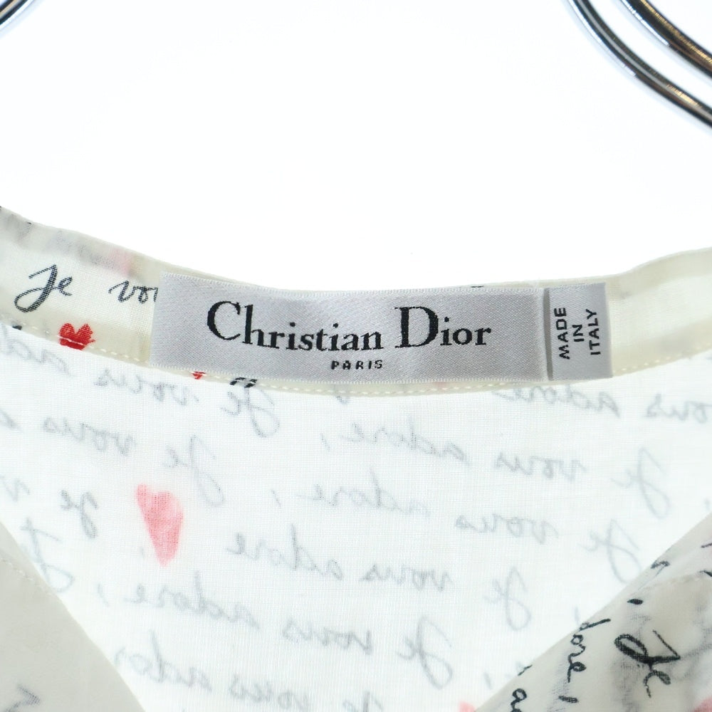 Christian Dior(クリスチャンディオール) ハート レター総柄長袖シャツ ホワイト レディース 441B54A3851