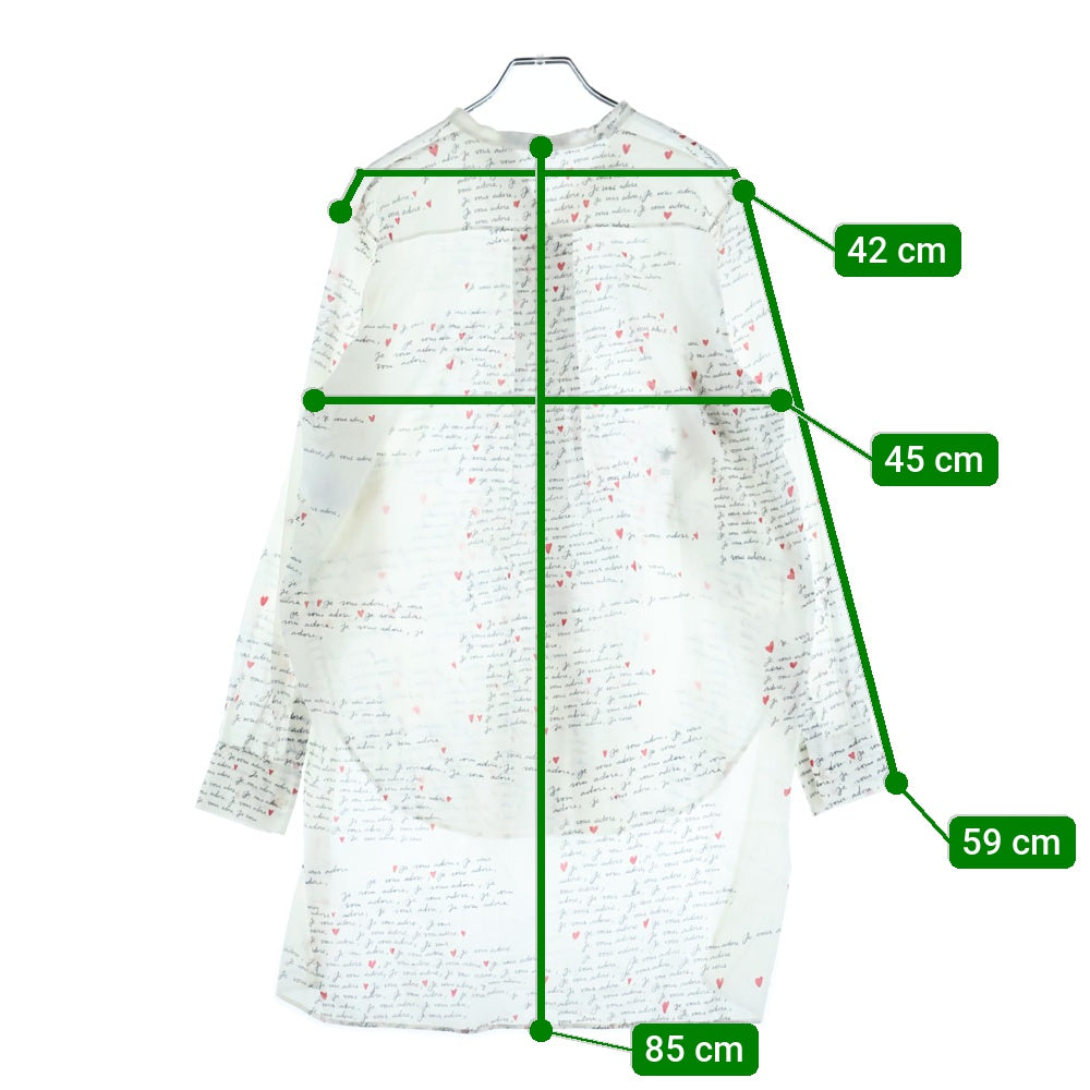 Christian Dior(クリスチャンディオール) ハート レター総柄長袖シャツ ホワイト レディース 441B54A3851