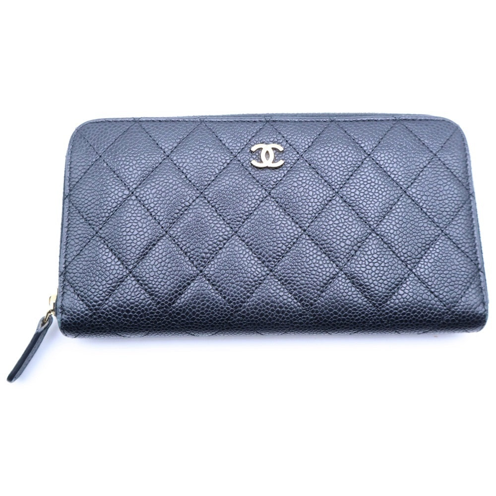 CHANEL(シャネル) マトラッセ ロングジップ ウォレット 19番台 ブラック AP0242 ゴールド金具 レディース