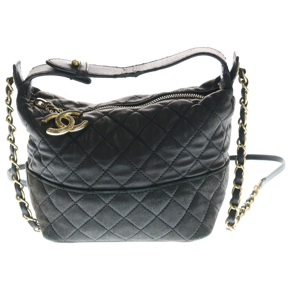 CHANEL(シャネル) マトラッセ ココマーク ラムスキン レザー 2WAY ハンド チェーンショルダーバッグ ゴールド金具 ブラック 18番台 レディース