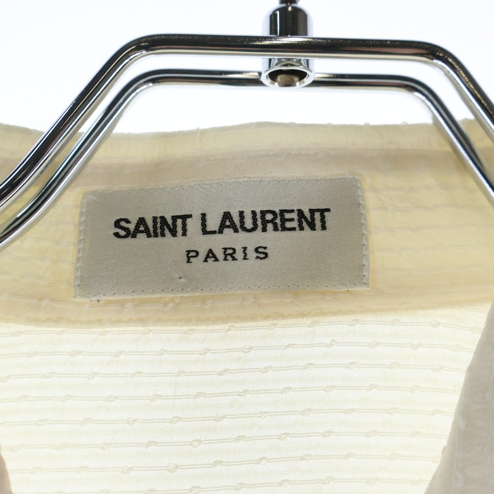 SAINT LAURENT PARIS(サンローランパリ) シルク混 フリル ロングスリーブ 長袖 ブラウス ホワイト 465896 Y066S