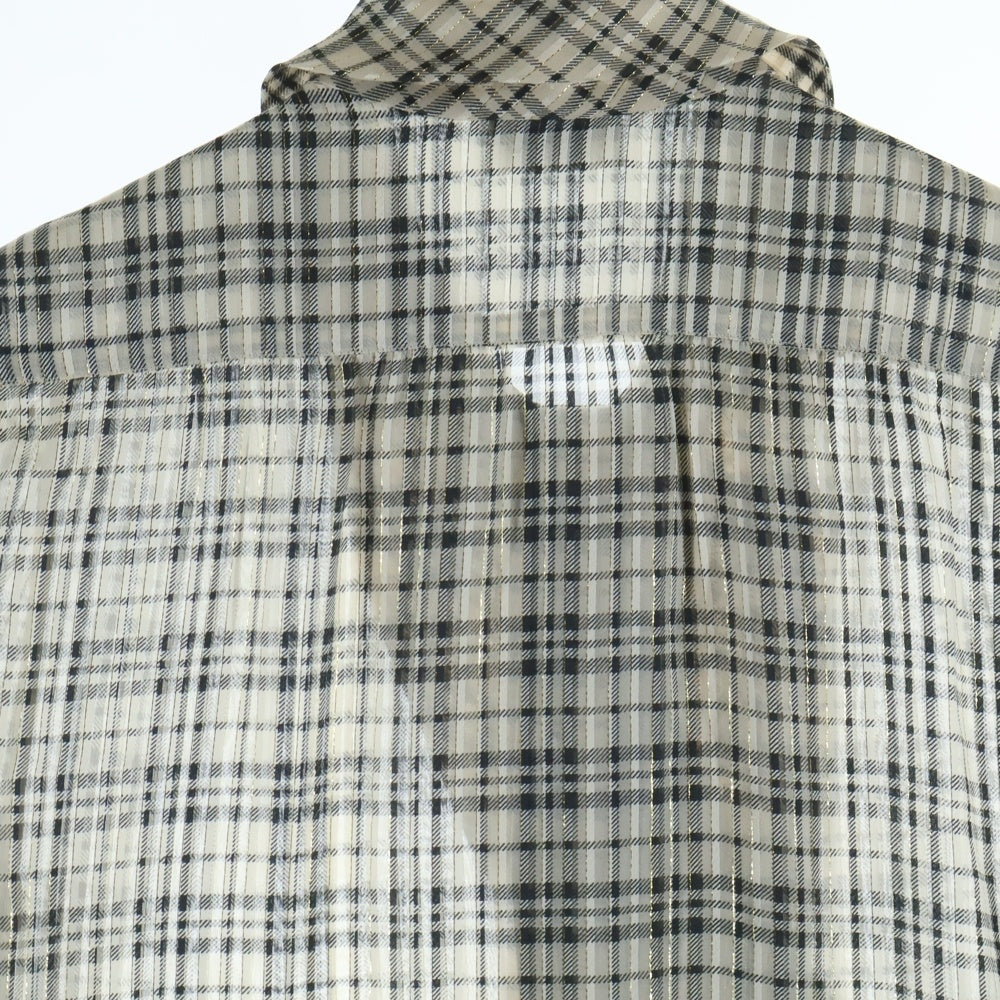 SAINT LAURENT PARIS(サンローランパリ) シルク混チェックブラウス ベージュ 660885 Y6A98