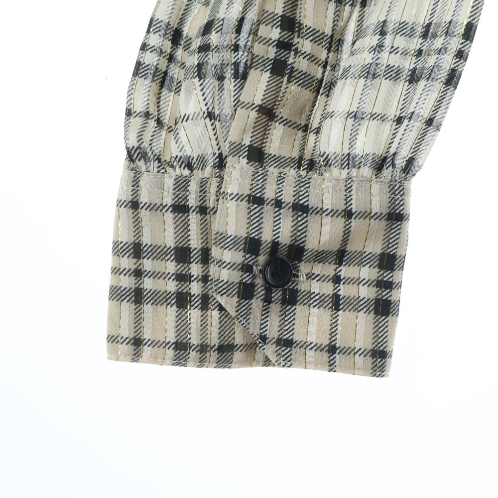 SAINT LAURENT PARIS(サンローランパリ) シルク混チェックブラウス ベージュ 660885 Y6A98