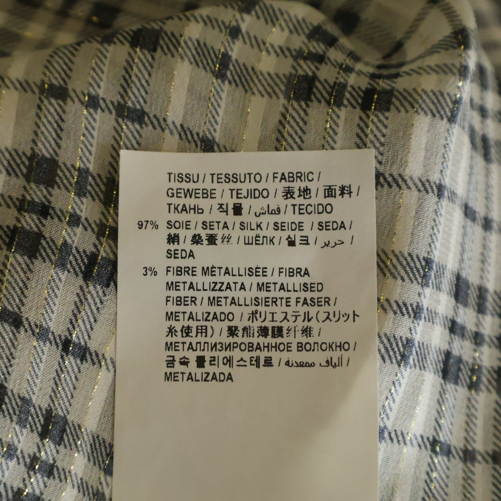 SAINT LAURENT PARIS(サンローランパリ) シルク混チェックブラウス ベージュ 660885 Y6A98