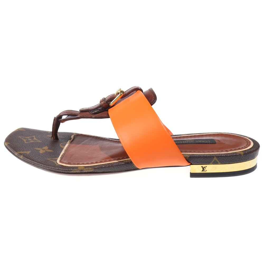 LOUIS VUITTON(ルイヴィトン) モノグラム レザートングサンダル ブラウン/オレンジ レディース