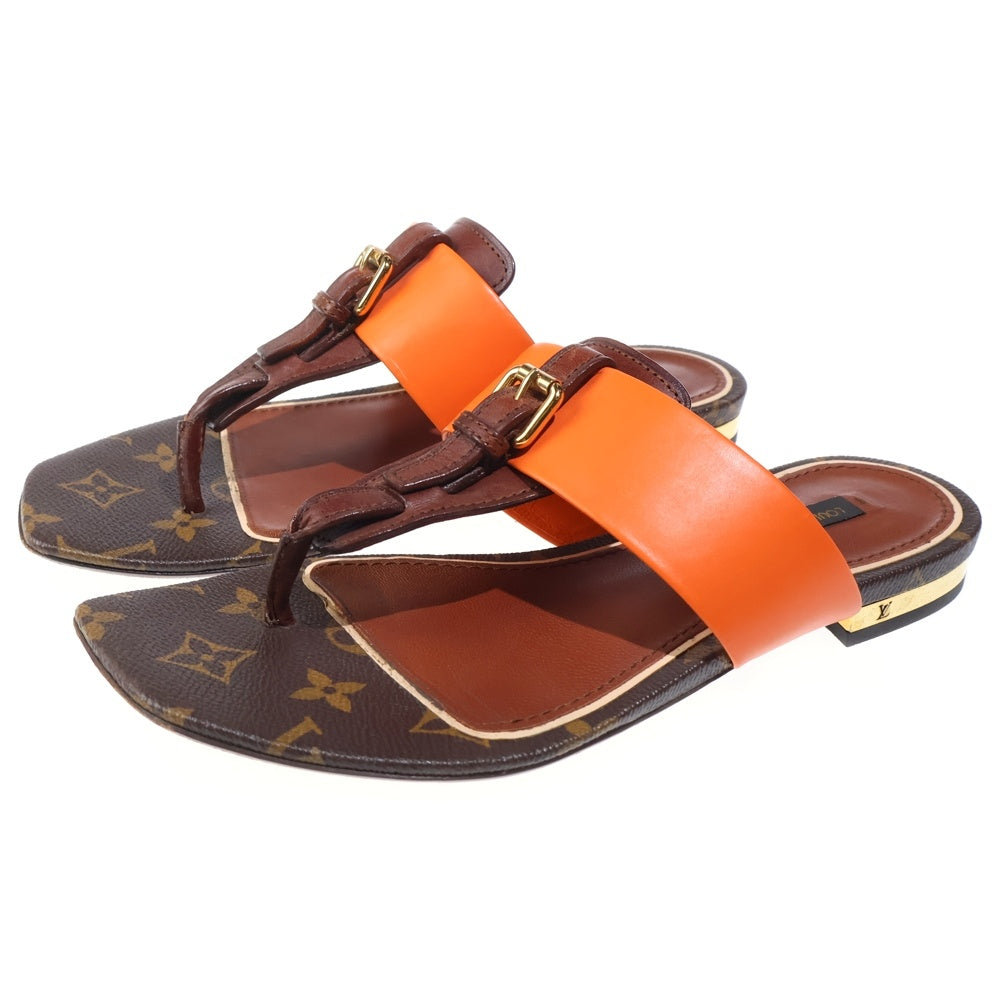 LOUIS VUITTON(ルイヴィトン) モノグラム レザートングサンダル ブラウン/オレンジ レディース