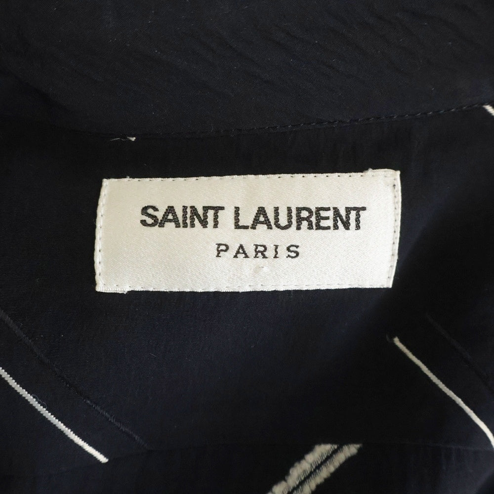 SAINT LAURENT PARIS(サンローランパリ) バイアス柄 比翼ボタン 長袖 シャツ ブラック 564172