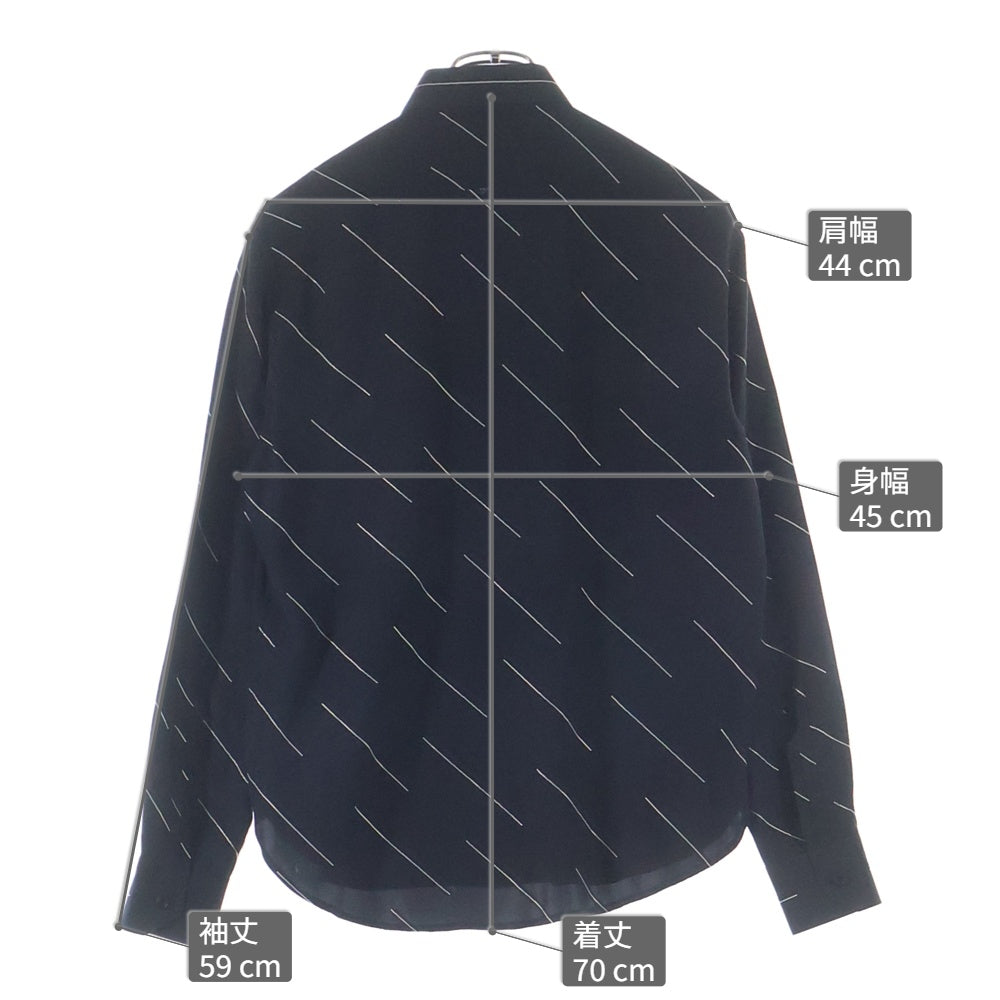 SAINT LAURENT PARIS(サンローランパリ) バイアス柄 比翼ボタン 長袖 シャツ ブラック 564172